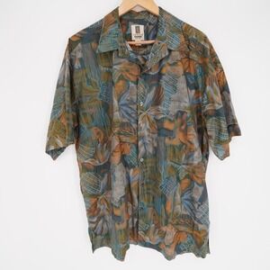 Tori Richard Shirt Mens XL Multicolor Cotton Lawn Floral Short Sleeve Button Up